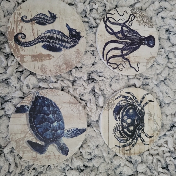 Sea Creature Coasters, 4-piece - Picture 1 of 6